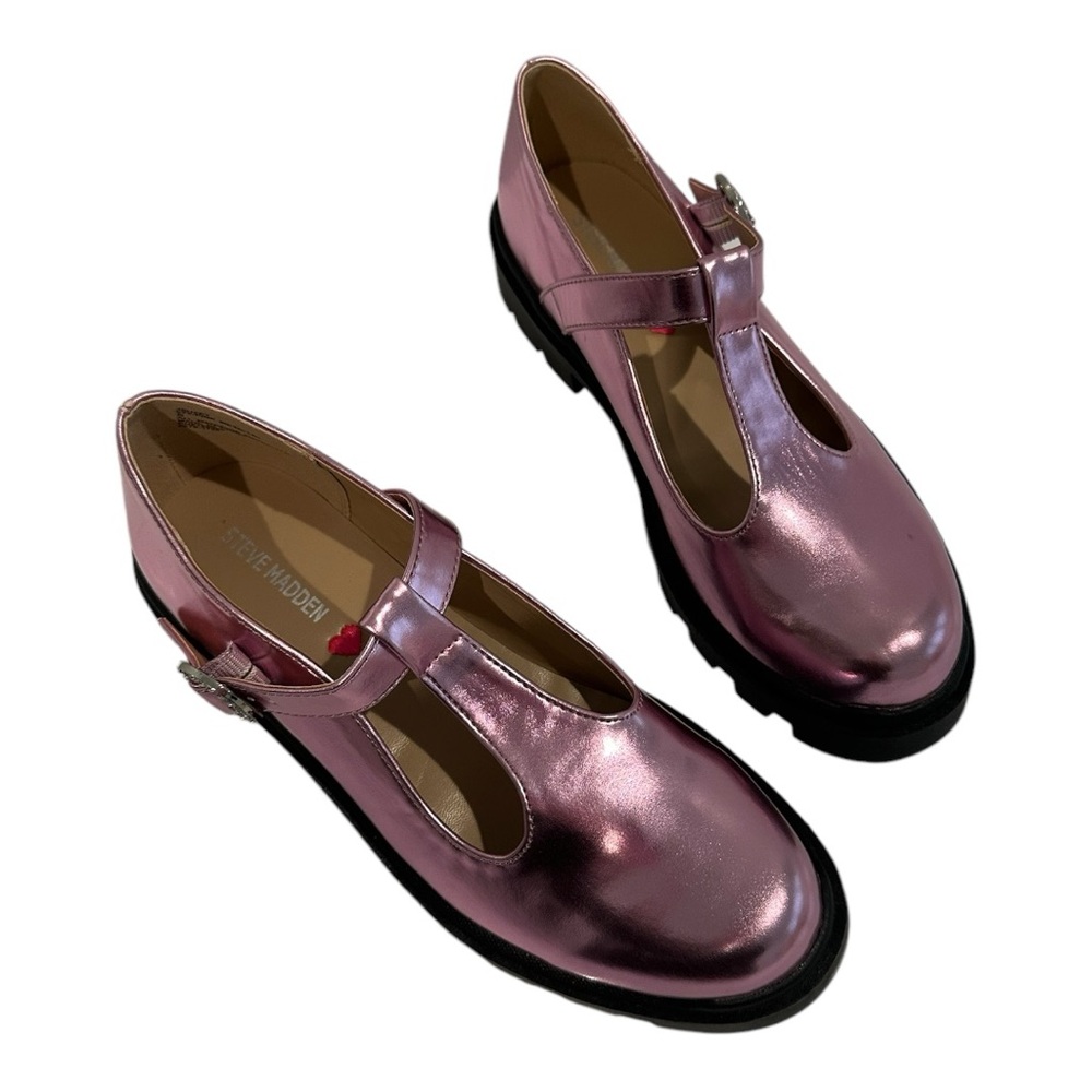 ๐HP๐ Steve Madden Girls Mary Jane Pink Metallica Chucky Sole Size 5 - Picture 4 of 9